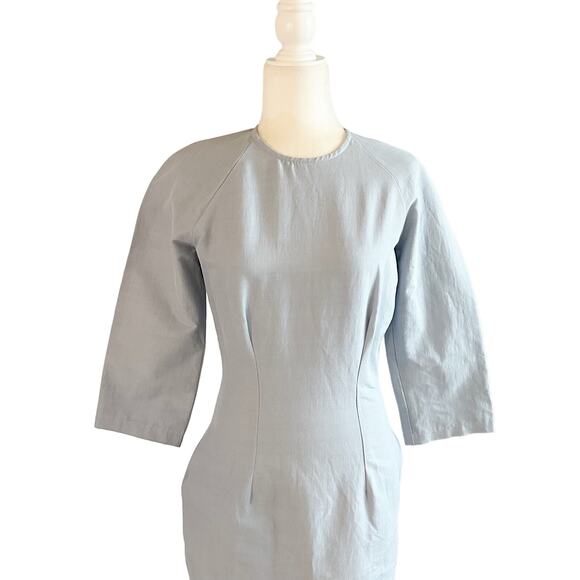 Raey Wide Sleeve Midi Sheath Dress 10 Blue - Picture 3 of 10